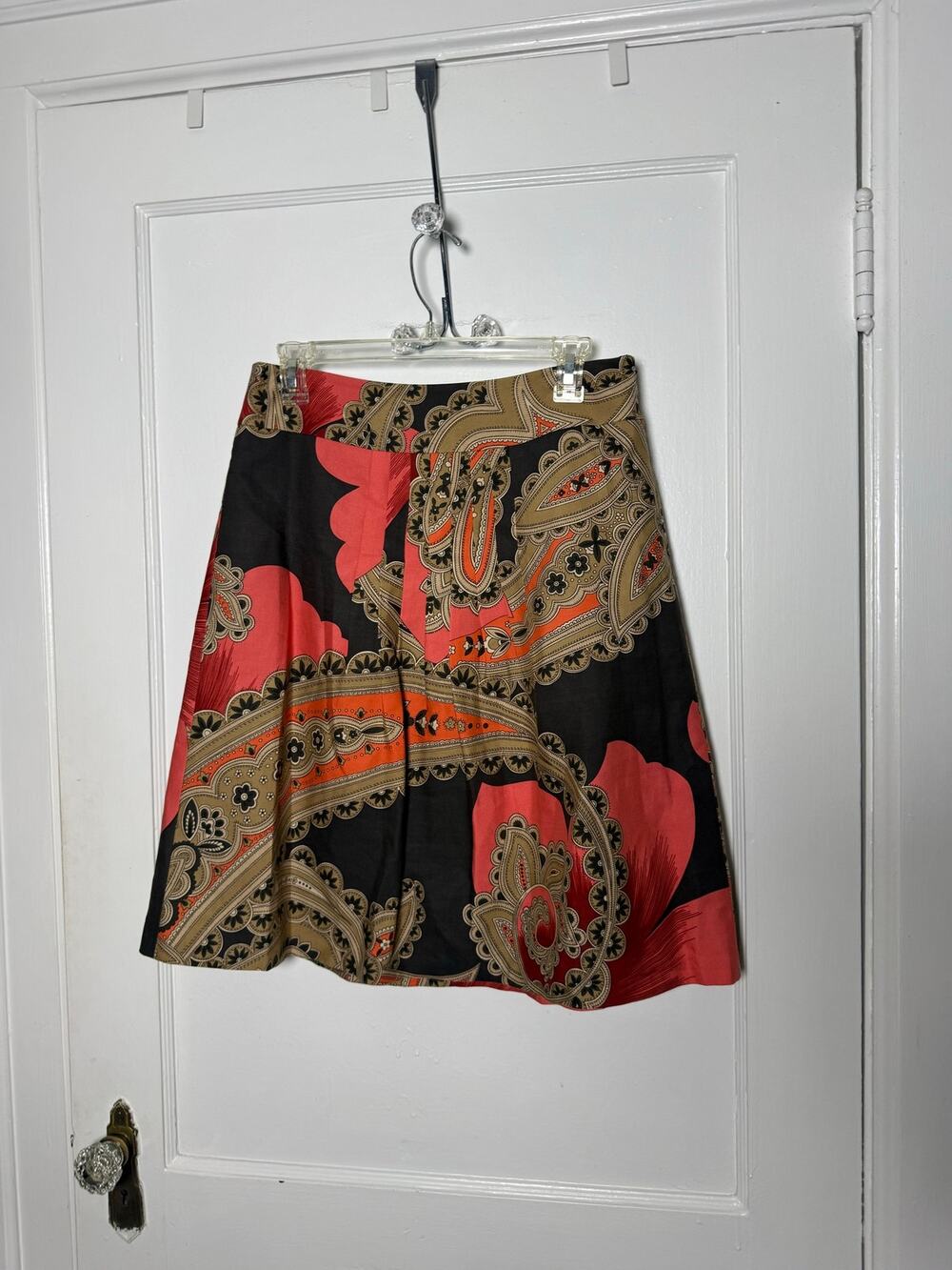 Ann Taylor Silk Cotton Skirt Size 4 Paisley Print A-Line Boho Artsy Statement
